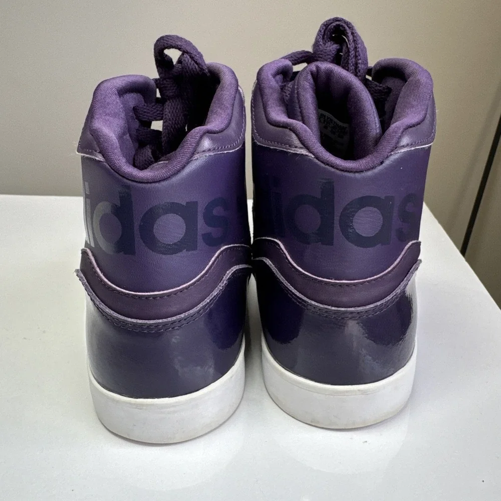 Adidas Extaball High Top Sneakers Womens Shoes US 8 Dark Violet Sequins White
